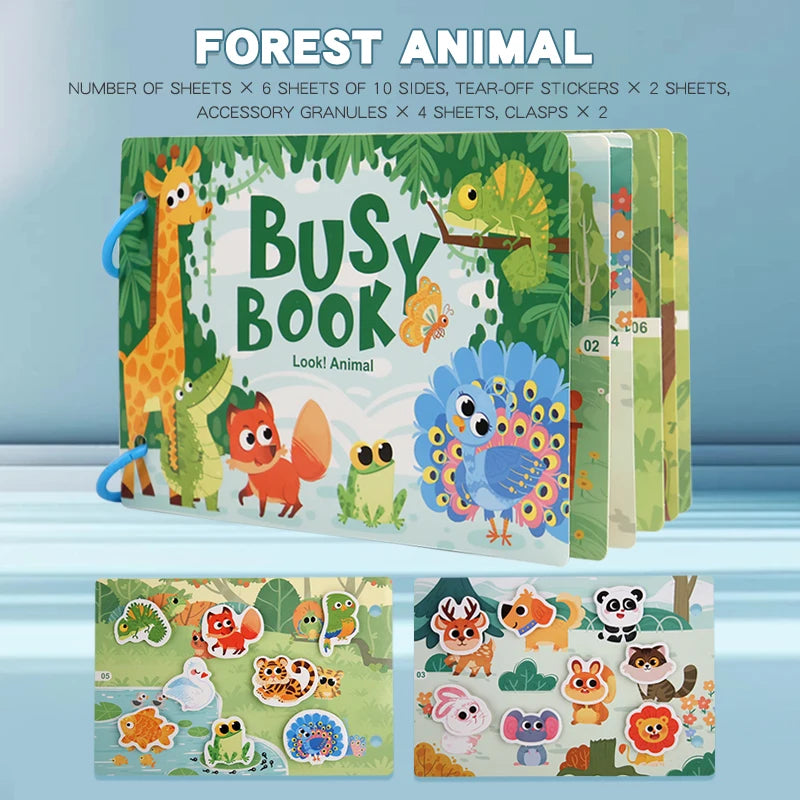 Montessori Baby Busy Book My First Quiet Book Paste Early Learning Education Toy Children Toy Matching Game for Babies