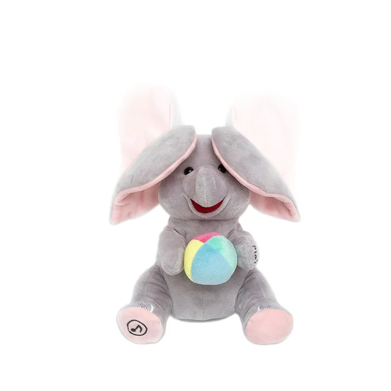 Peek-A-Boo Elephant Baby Toy for Head-Lifting Practice Soothing Baby Comfort Toy Plush Elephant with Flapping Ears