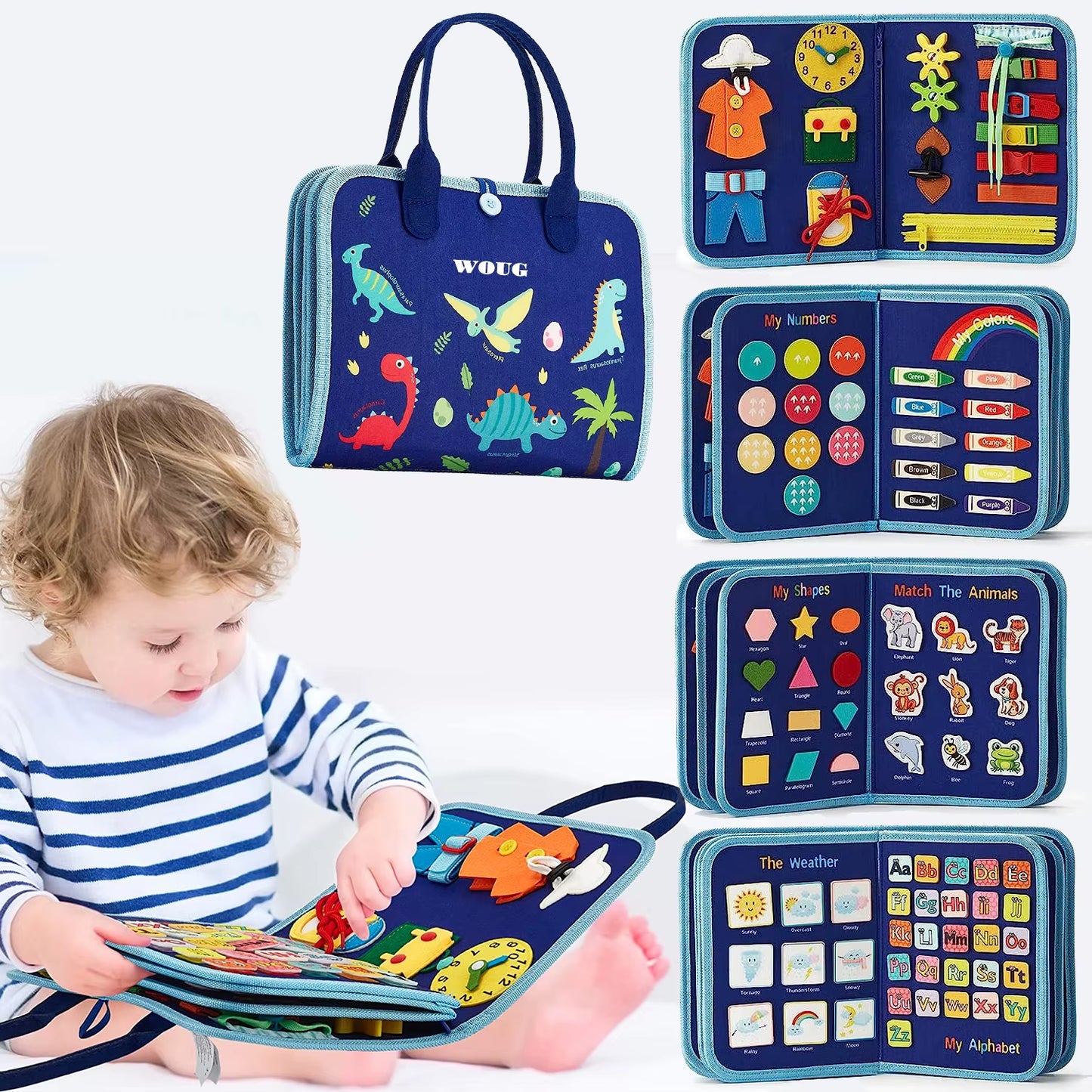 Montessori Toys Busy Board Sensory Activity Developing Board for Motor Skills,Learning Board for Toddlers Birthday Gift