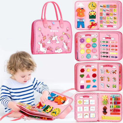 Montessori Toys Busy Board Sensory Activity Developing Board for Motor Skills,Learning Board for Toddlers Birthday Gift