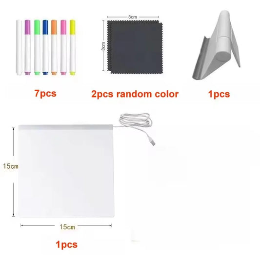 LED Light-Up Acrylic Message Board Erasable USB Drawing Board Birthday Gift Bar Advertising for Creative Activities with Stand