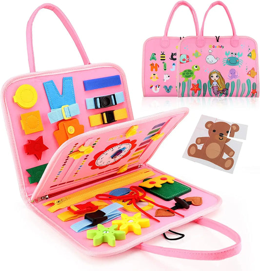 Montessori Busy Board for Toddlers Sensory Toy Preschool Learning Educational Travel Activities for Toddlers Fine Motor Skills