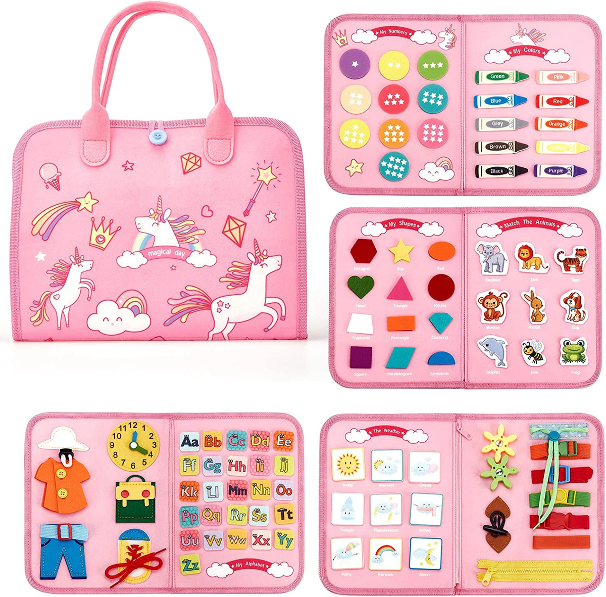 Montessori Toys Busy Board Sensory Activity Developing Board for Motor Skills,Learning Board for Toddlers Birthday Gift
