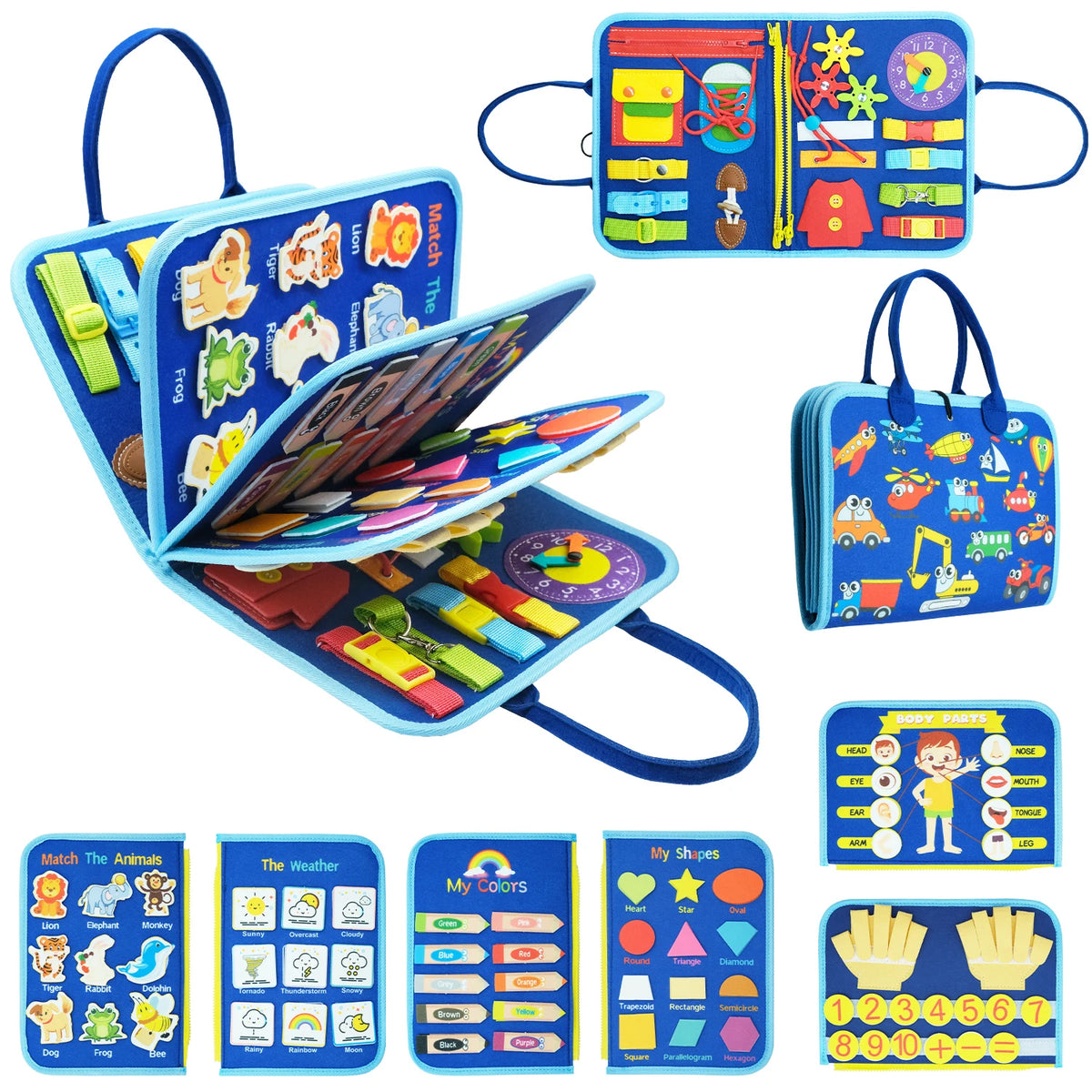 Montessori Toys Busy Board Sensory Activity Developing Board for Motor Skills,Learning Board for Toddlers Birthday Gift