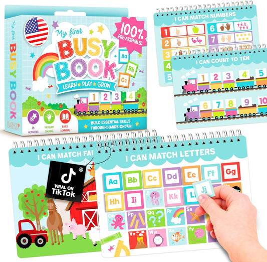 My First Busy Book Screen Free Activities for Toddlers 3-5 Activity Books | Toddler Busy Book, Preschool Learning Activities, Quiet Time Travel Airplane Car Ride Road Trip Essentials Kids 4-8