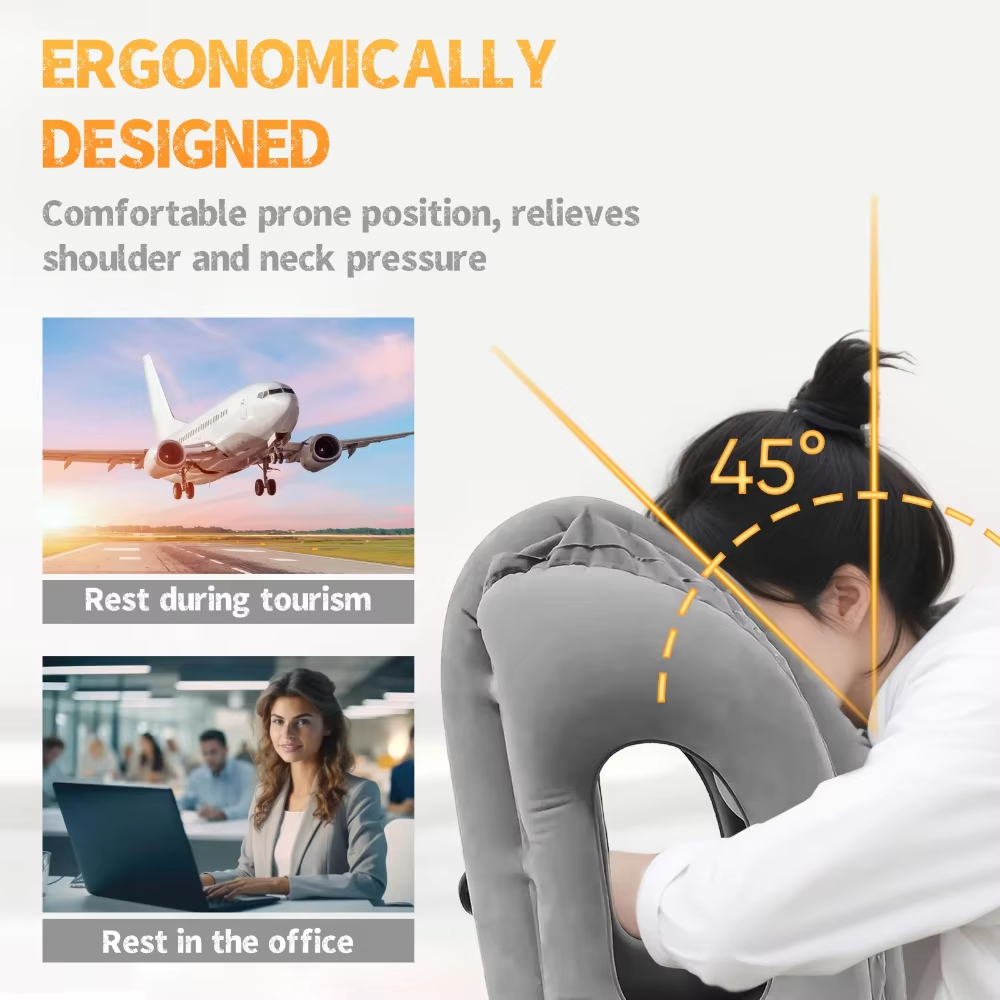 1Pc Inflatable Travel Pillow, Airplane Pillow with Patented Valve Design, Travel Accessories with Neck and Head Support, Travel