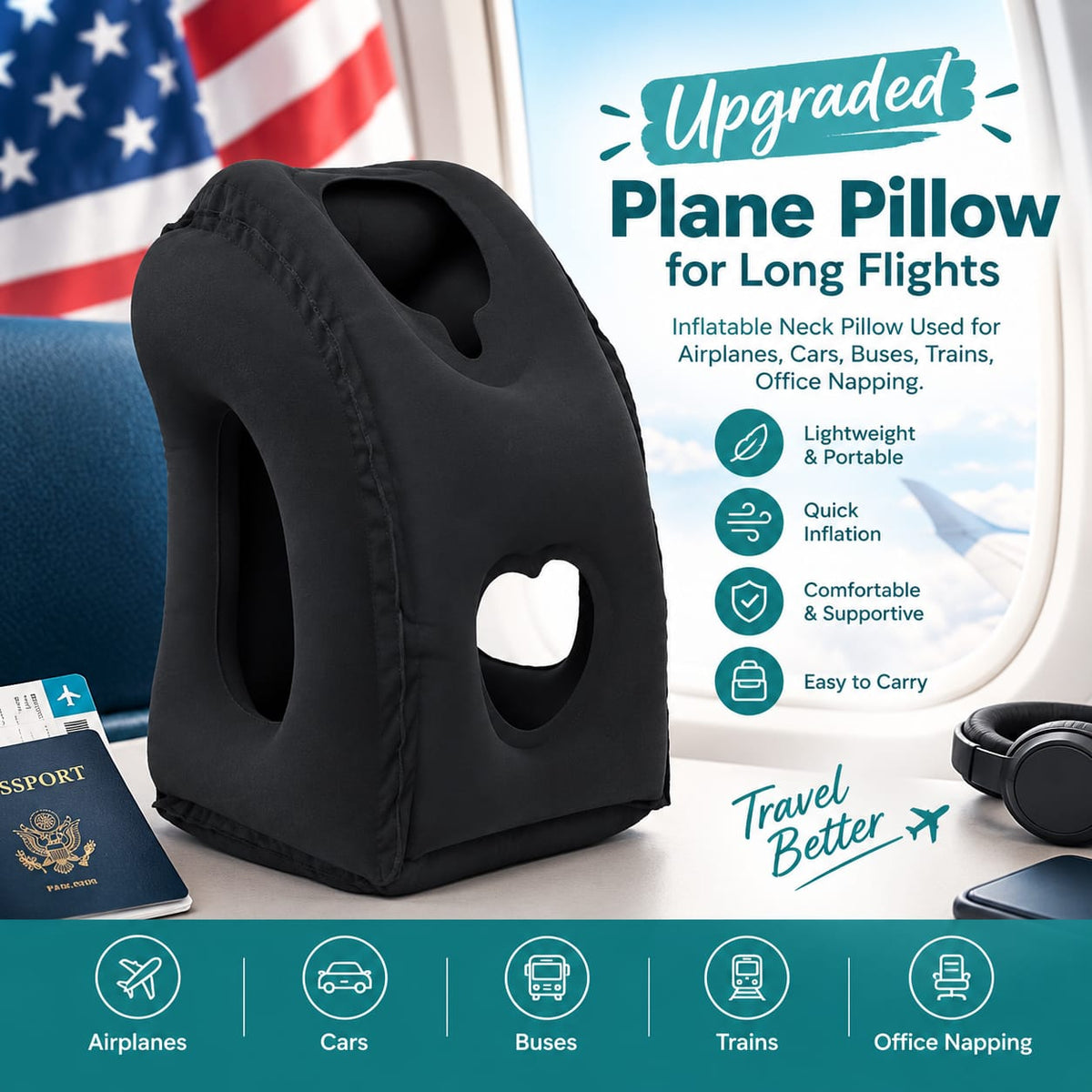 Inflatable Travel Sleep Pillow