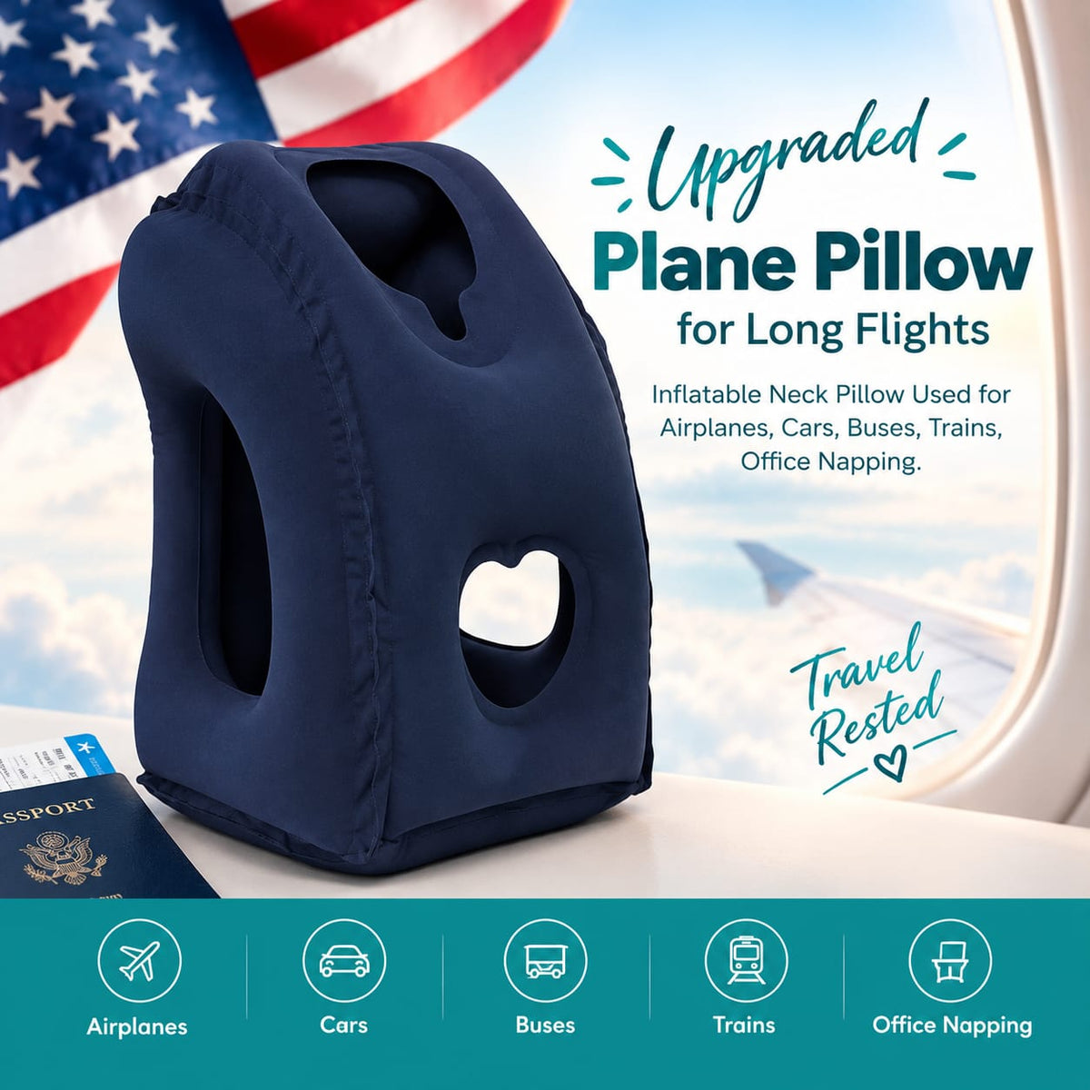Inflatable Travel Sleep Pillow