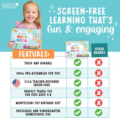 My First Busy Book Screen Free Activities for Toddlers 3-5 Activity Books | Toddler Busy Book, Preschool Learning Activities, Quiet Time Travel Airplane Car Ride Road Trip Essentials Kids 4-8