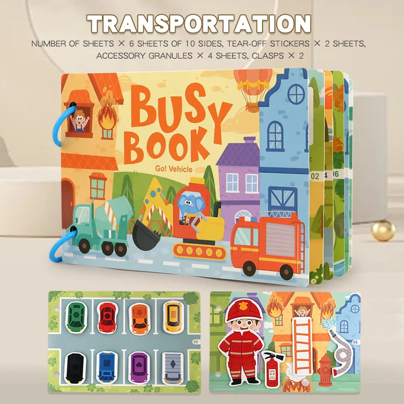 Montessori Baby Busy Book My First Quiet Book Paste Early Learning Education Toy Children Toy Matching Game for Babies