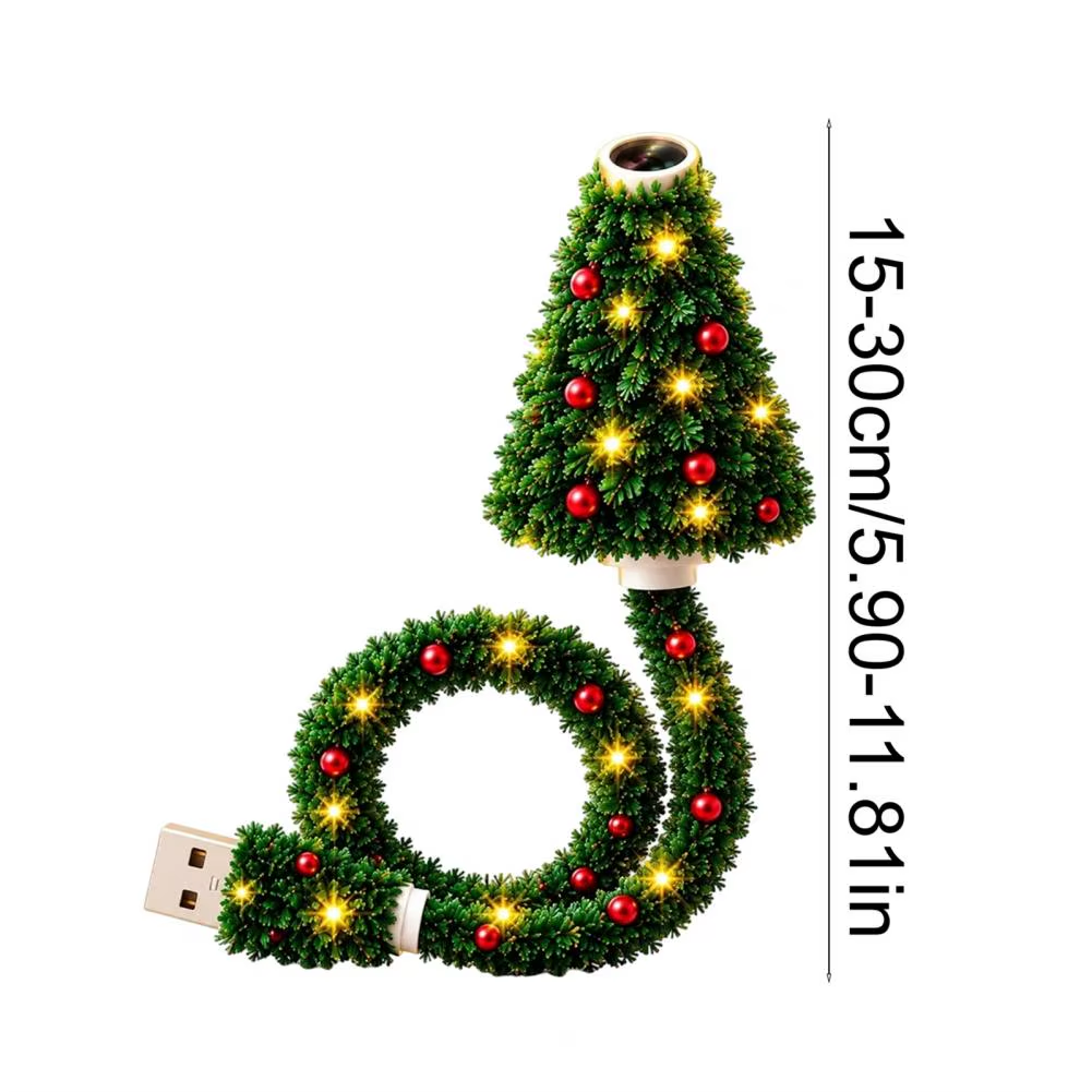 Christmas Tree Projection Light USB Plug-And-Play LED Projector with 6 Festive Scenes Gooseneck Lamp for Party Atmosphere