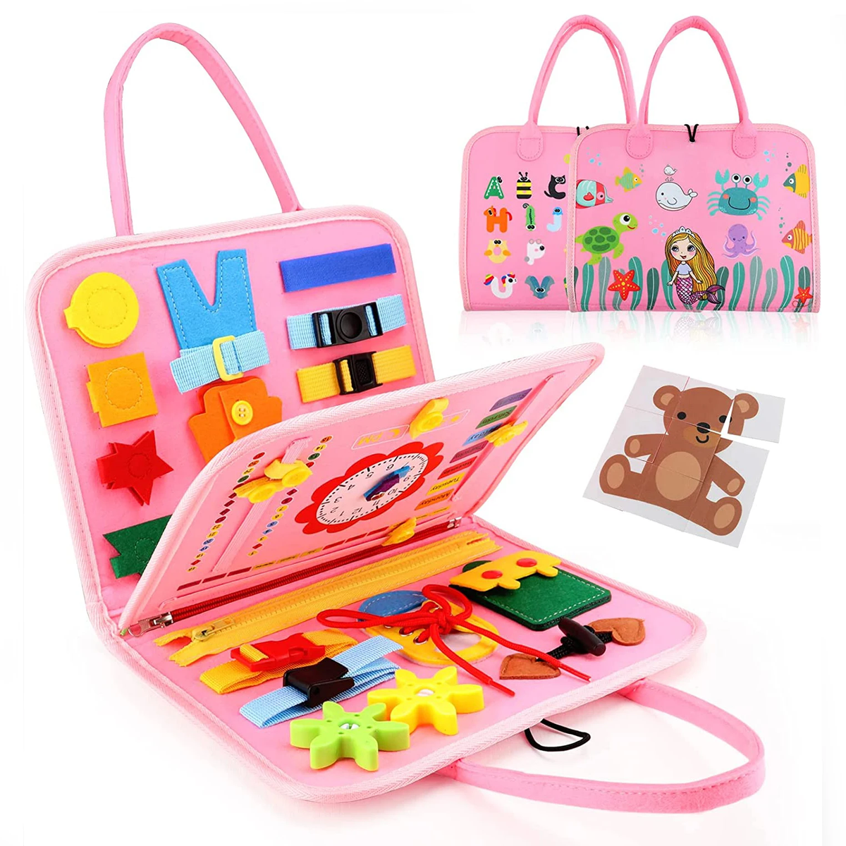 Montessori Toys Busy Board Sensory Activity Developing Board for Motor Skills,Learning Board for Toddlers Birthday Gift