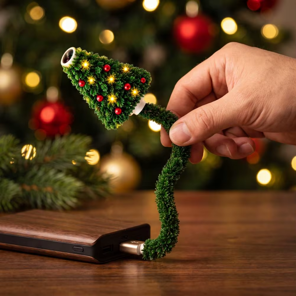 Christmas Tree Projection Light USB Plug-And-Play LED Projector with 6 Festive Scenes Gooseneck Lamp for Party Atmosphere