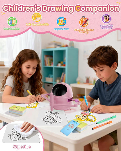 Drawing Robot for Kids, Montessori Painting Learning Smart Drawing Robot Toy with 150 Learning Cards, Voice Guided Step-By-Step Drawing, STEM Art Gift for Boys & Girls Ages 3+