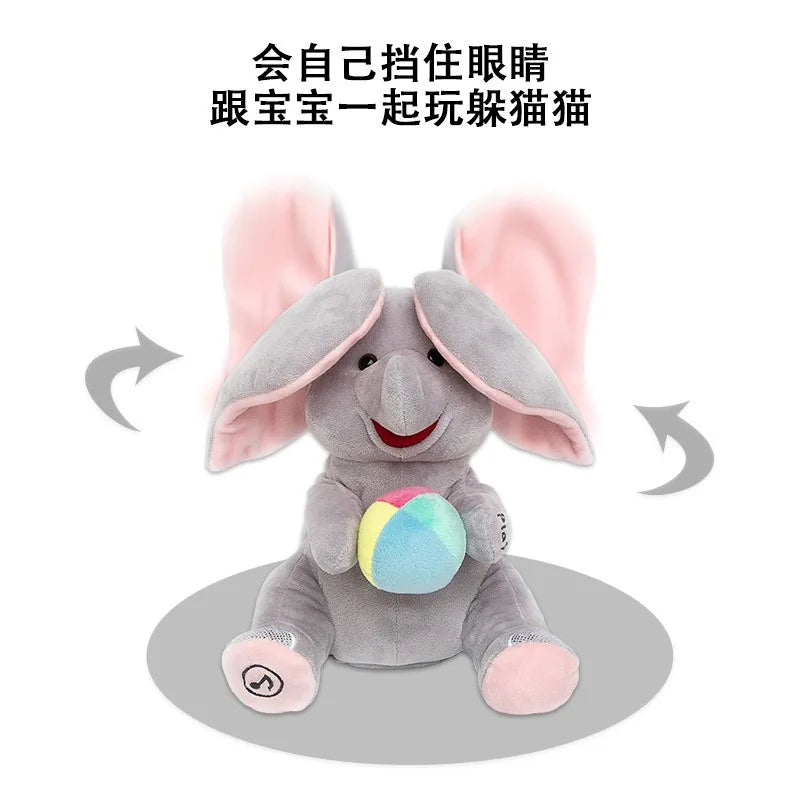 Peek-A-Boo Elephant Baby Toy for Head-Lifting Practice Soothing Baby Comfort Toy Plush Elephant with Flapping Ears