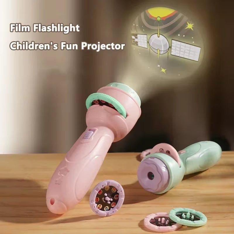 Projection Flashlight Early Education Puzzle Development Toy 80 Patterns Cartoon Projector Torch Baby Toy Children Enlightenment